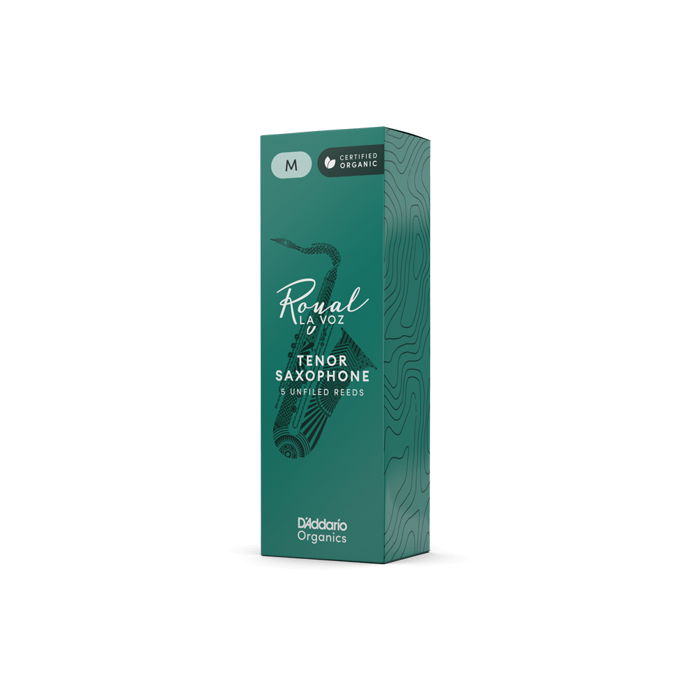 Royal La Voz Organic Tenor Saxophone Reeds, Strength Medium, 5-pack