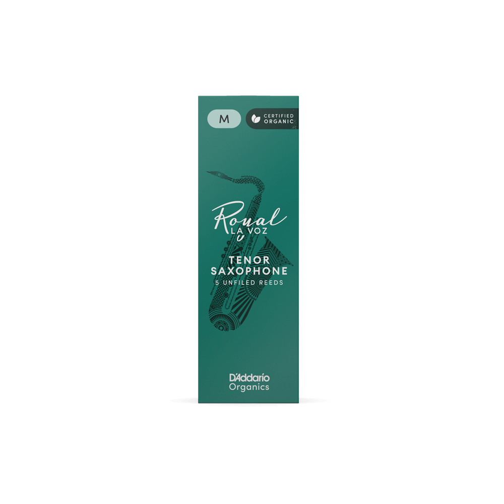 Royal La Voz Organic Tenor Saxophone Reeds, Strength Medium, 5-pack