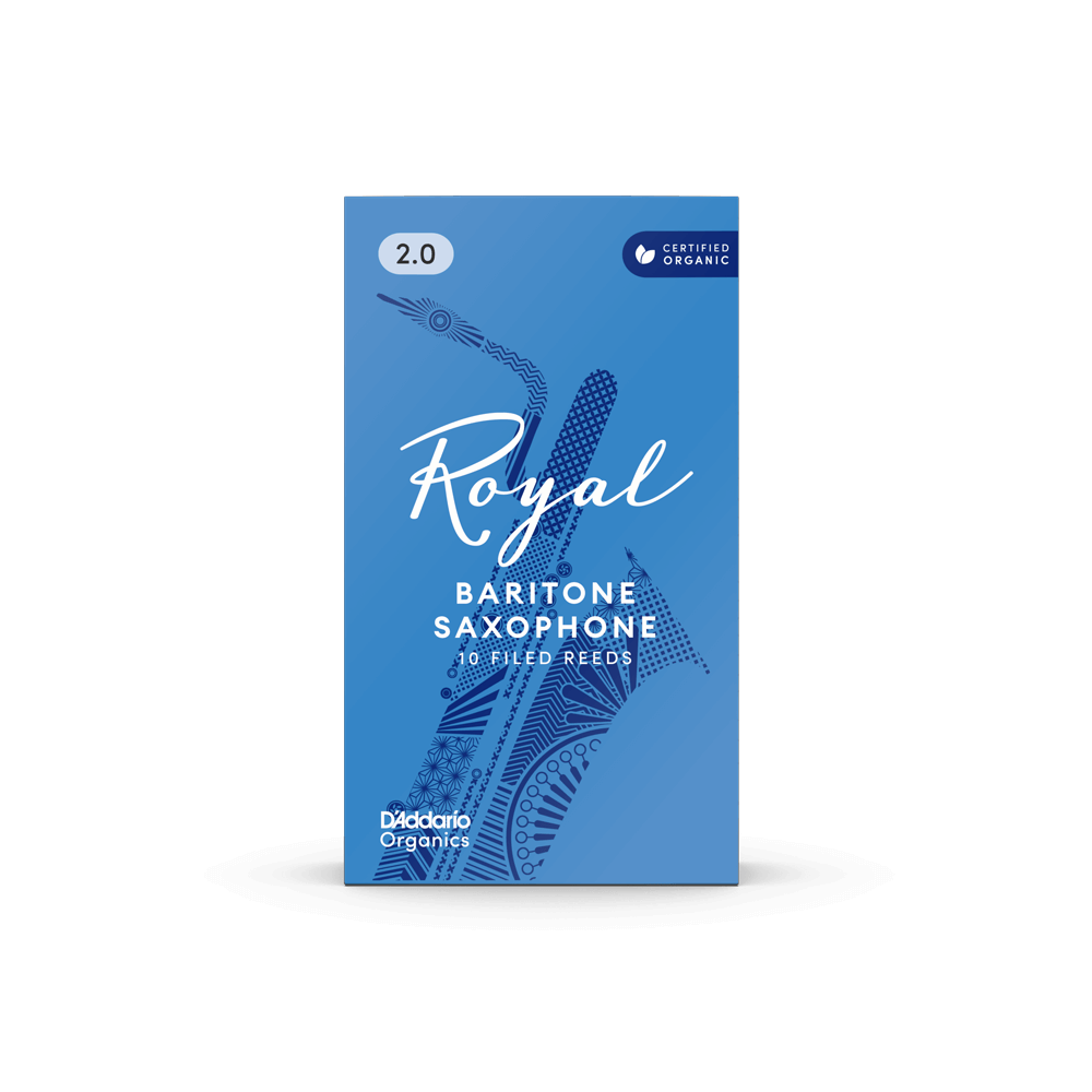 Royal Organic Baritone Saxophone Reeds, Strength 2.0, 10-Pack 