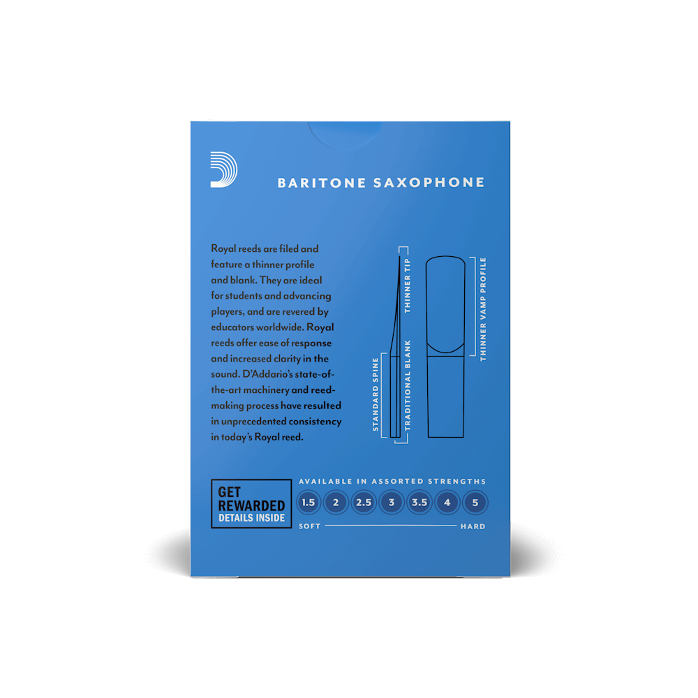 Royal by D'Addario Baritone Sax Reeds, Strength 3, 10-pack
