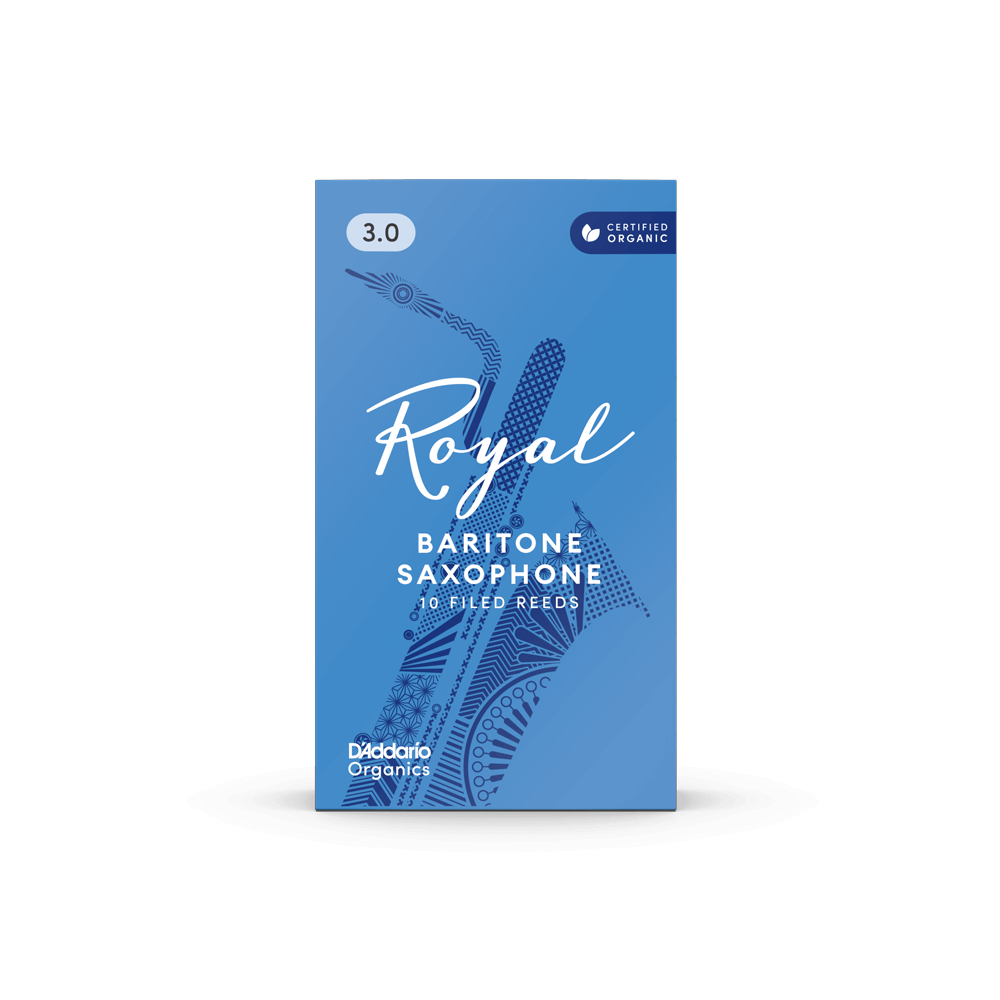 Royal Organic Baritone Saxophone Reeds, Strength 3.0, 10-Pack 