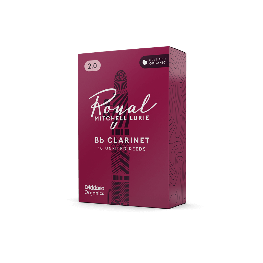Royal Mitchell Lurie Organic Bb Clarinet Reeds, Strength 2.0, 10-pack