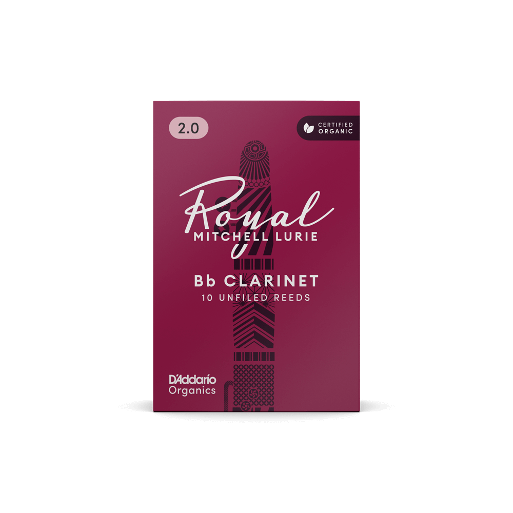 Royal Mitchell Lurie Organic Bb Clarinet Reeds, Strength 2.0, 10-pack
