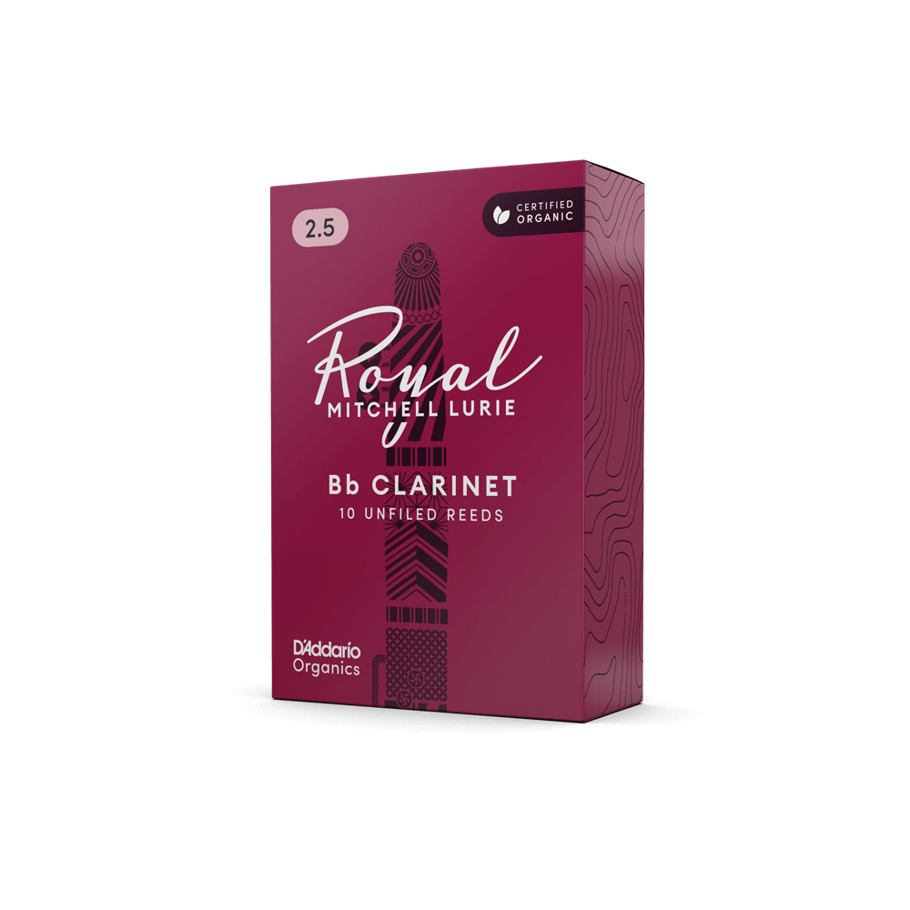 Royal Mitchell Lurie Organic Bb Clarinet Reeds, Strength 2.5, 10-pack