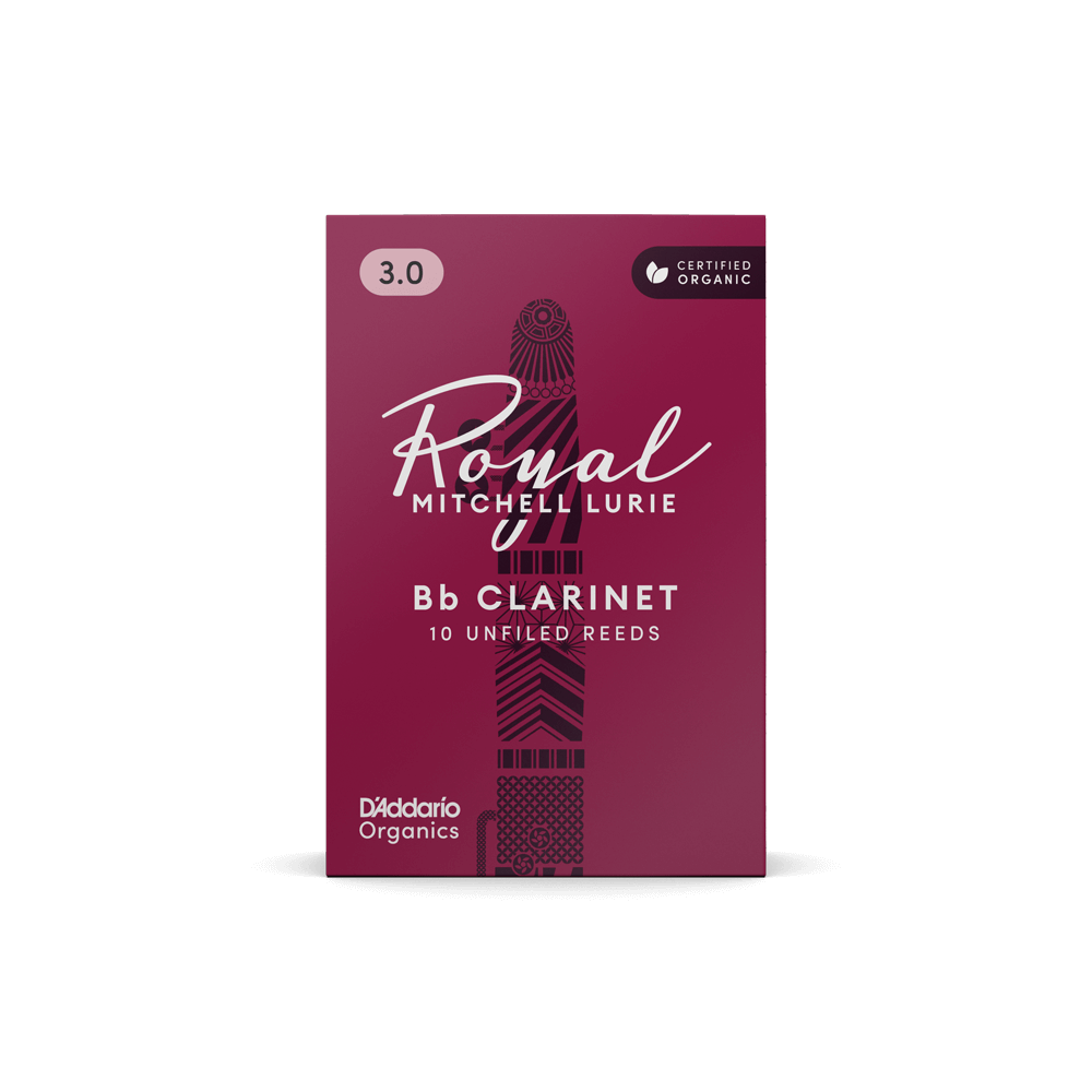 Royal Mitchell Lurie Organic Bb Clarinet Reeds, Strength 3.0, 10-pack