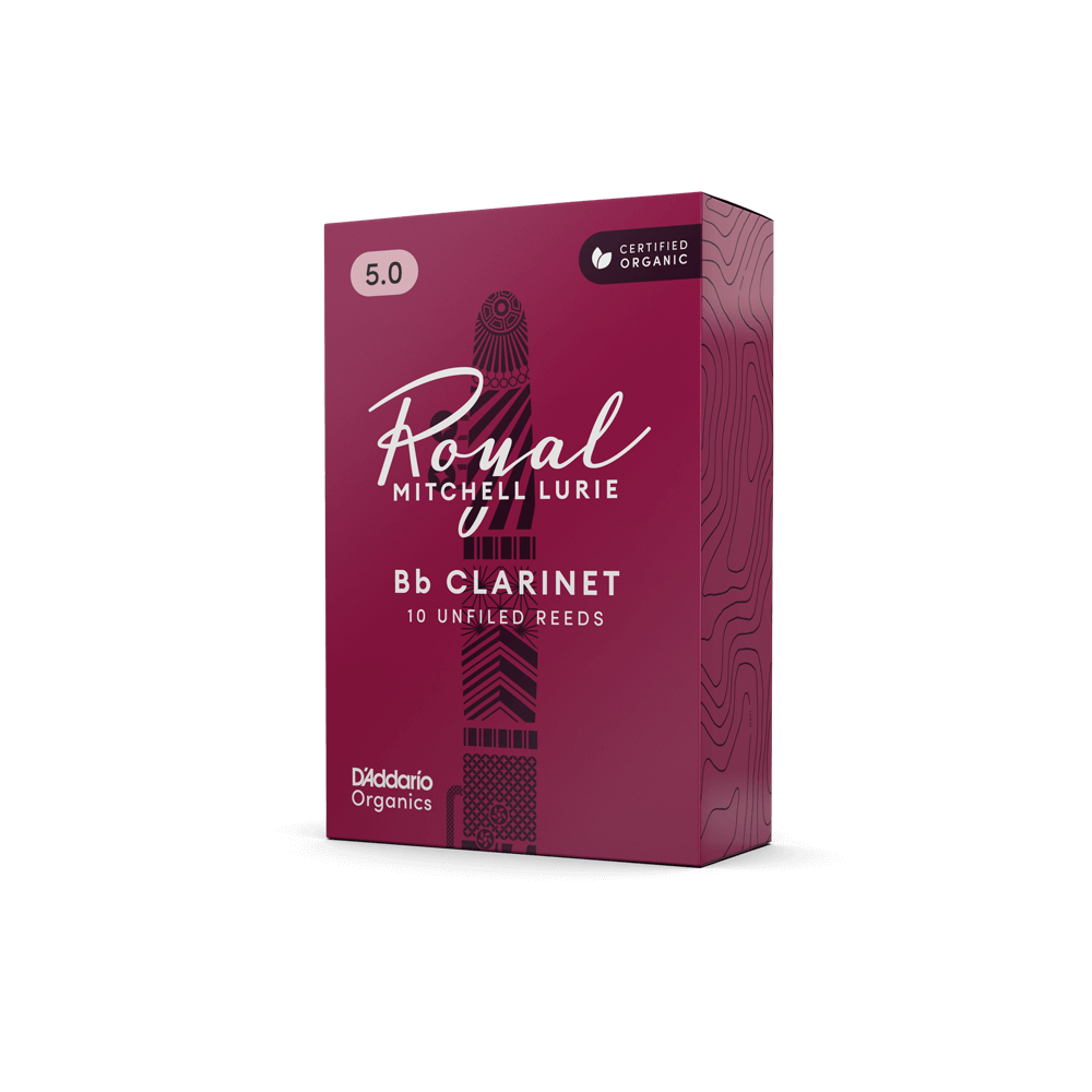 Royal Mitchell Lurie Organic Bb Clarinet Reeds, Strength 5.0, 10-pack