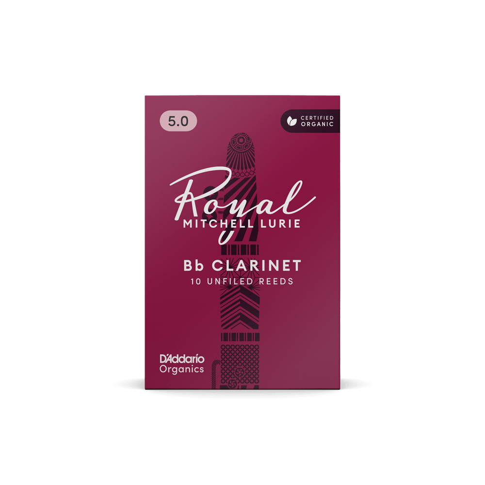 Royal Mitchell Lurie Organic Bb Clarinet Reeds, Strength 5.0, 10-pack