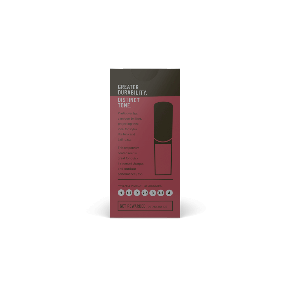 Plasticover by D'Addario Alto Sax Reeds, Strength 2.5, 5-pack