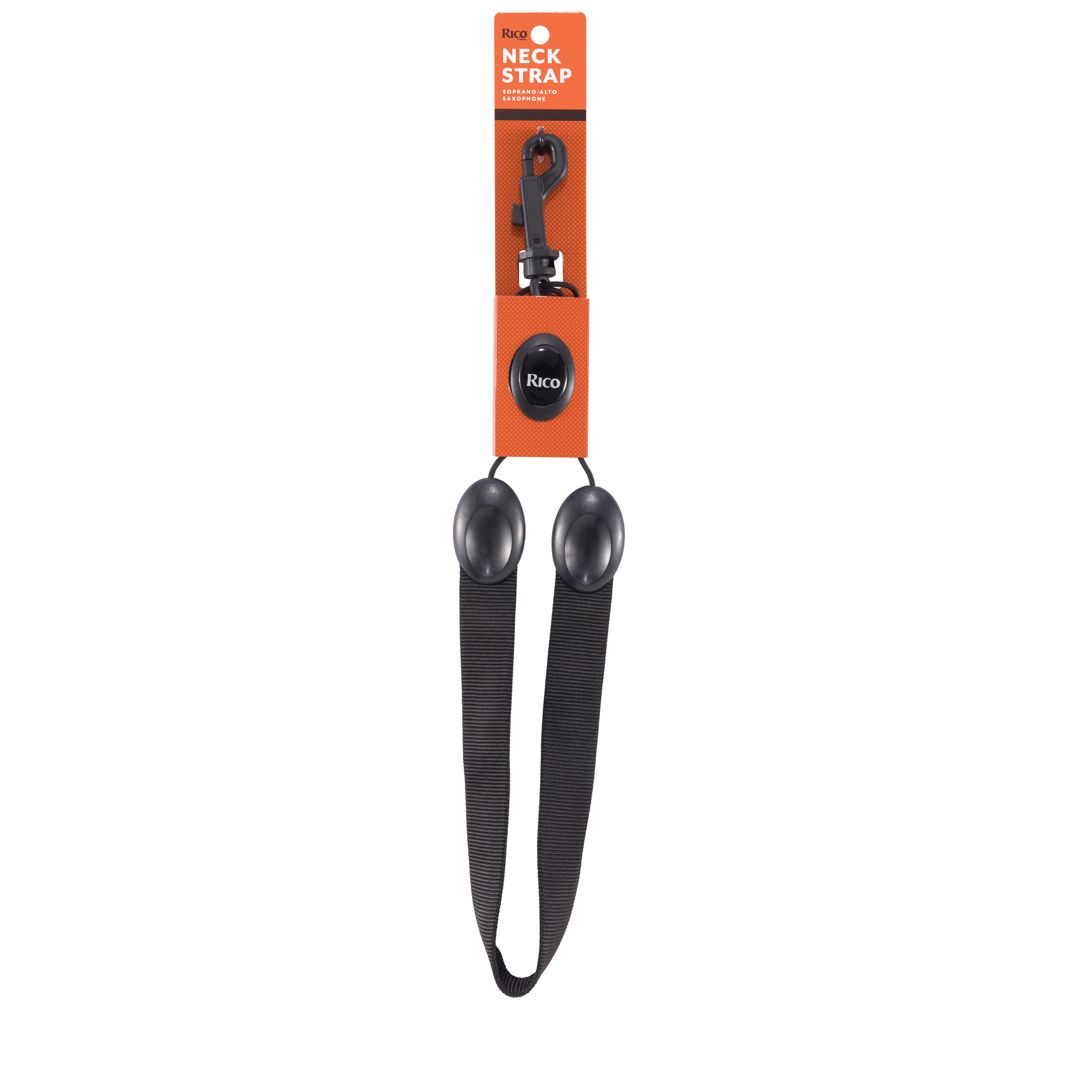 Rico Saxophone Strap, Soprano/Alto, Black Nylon, Snap Hook