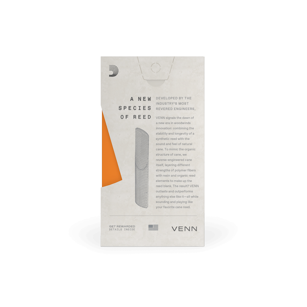 D'Addario VENN Alto Saxophone Reed, G2, Strength 3.0