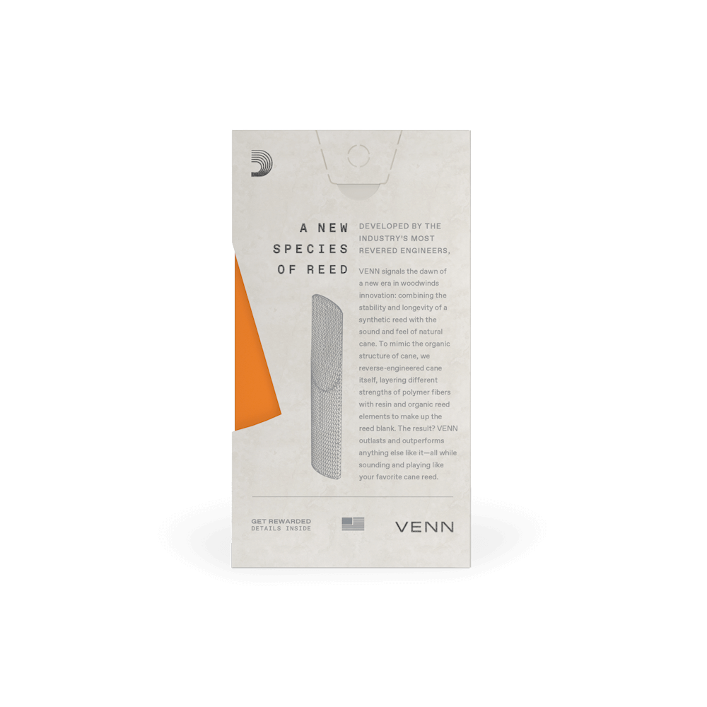 D'Addario VENN Tenor Saxophone Reed, G2, Strength 2.0