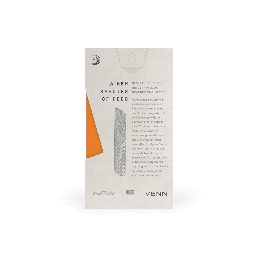 D'Addario VENN Tenor Saxophone Reed, G2, Strength 3.0