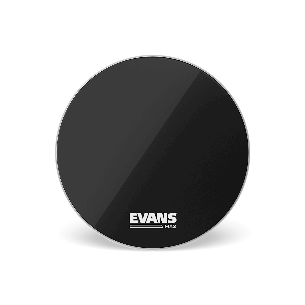 EVANS MX2 Black Marching Bass Drum Head, 18 Inch