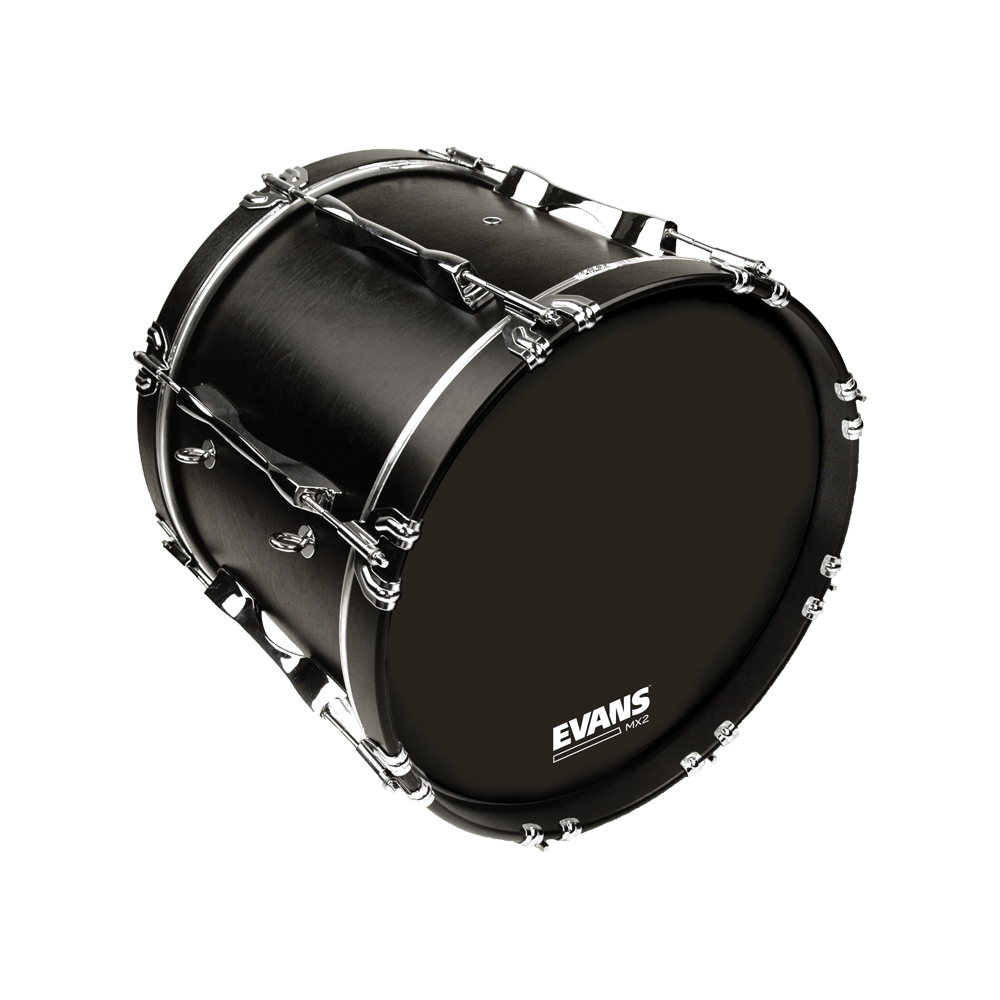 EVANS MX2 Black Marching Bass Drum Head, 18 Inch