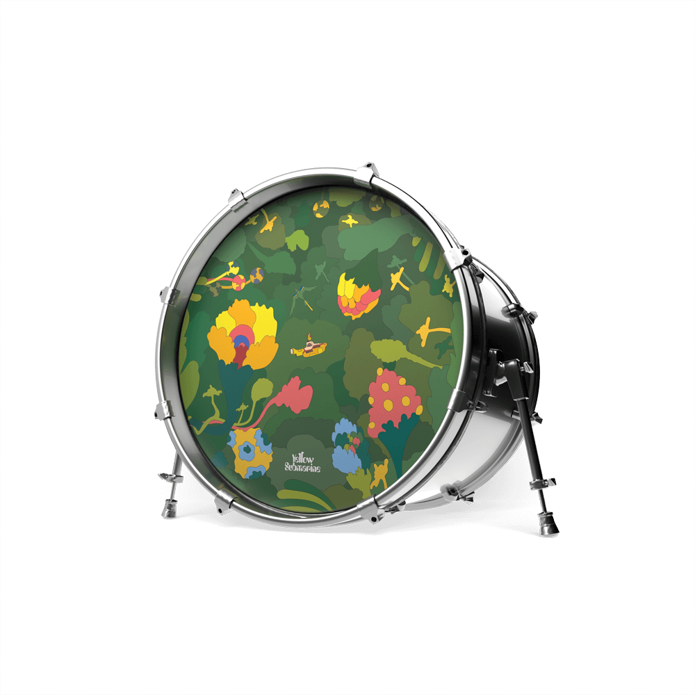 EVANS Yellow Submarine Resonant Bass Drumhead, Pepperland Woods, 22 inch