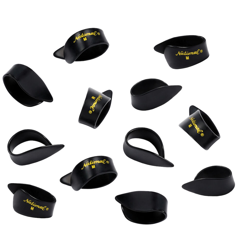 D'Addario National Celluloid Thumb Picks, Medium Black - 12 pack
