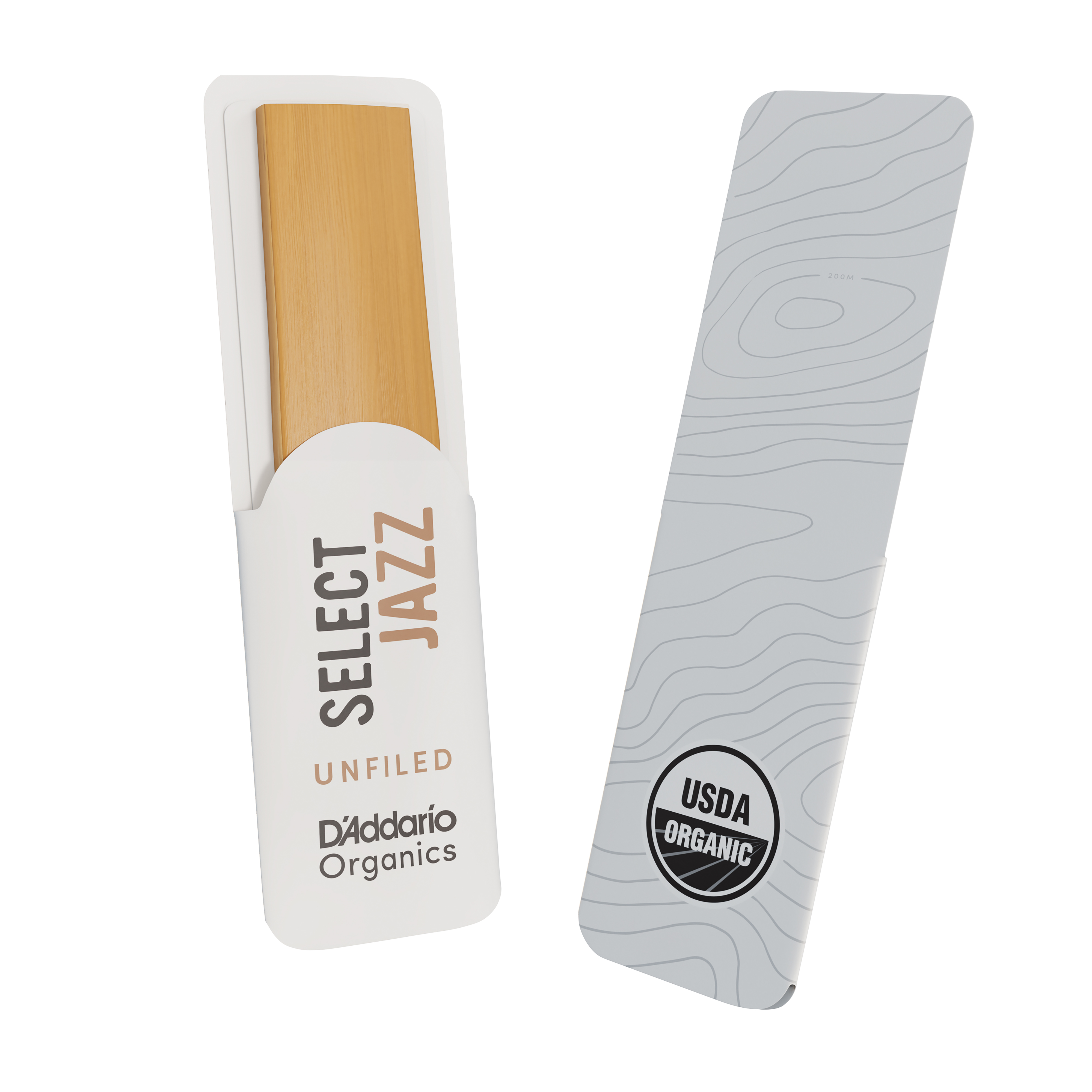 D'Addario Organic Select Jazz Unfiled Alto Saxophone Reeds, Strength 2 Hard, Individually-Sealed, 10-Pack