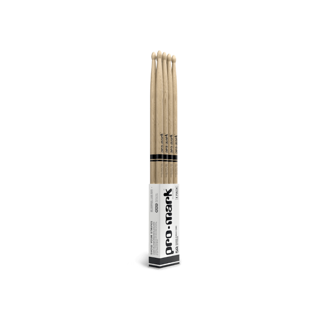 ProMark Classic Attack 5A Shira Kashi Oak Drumstick, Oval Wood Tip, 4-Pack