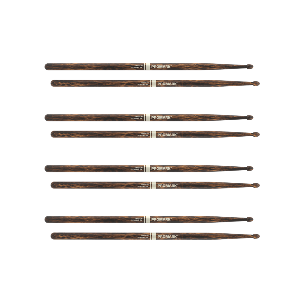 ProMark Rebound 5A FireGrain Hickory Drumstick, Acorn Wood Tip, 4-Pack