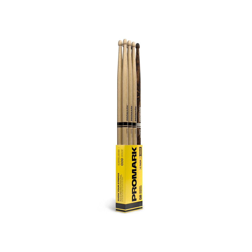 ProMark Rebound 5B Hickory Drumstick, Acorn Wood Tip, FireGrain 4-Pack