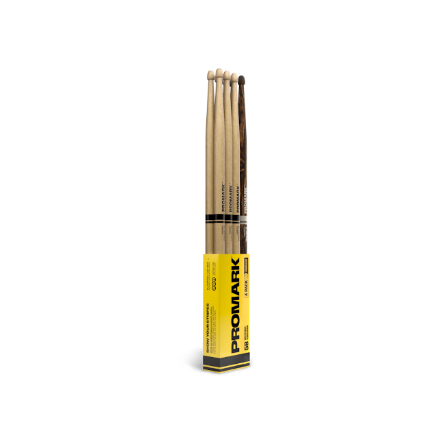 ProMark Rebound 5B Hickory Drumstick, Acorn Wood Tip, FireGrain 4-Pack