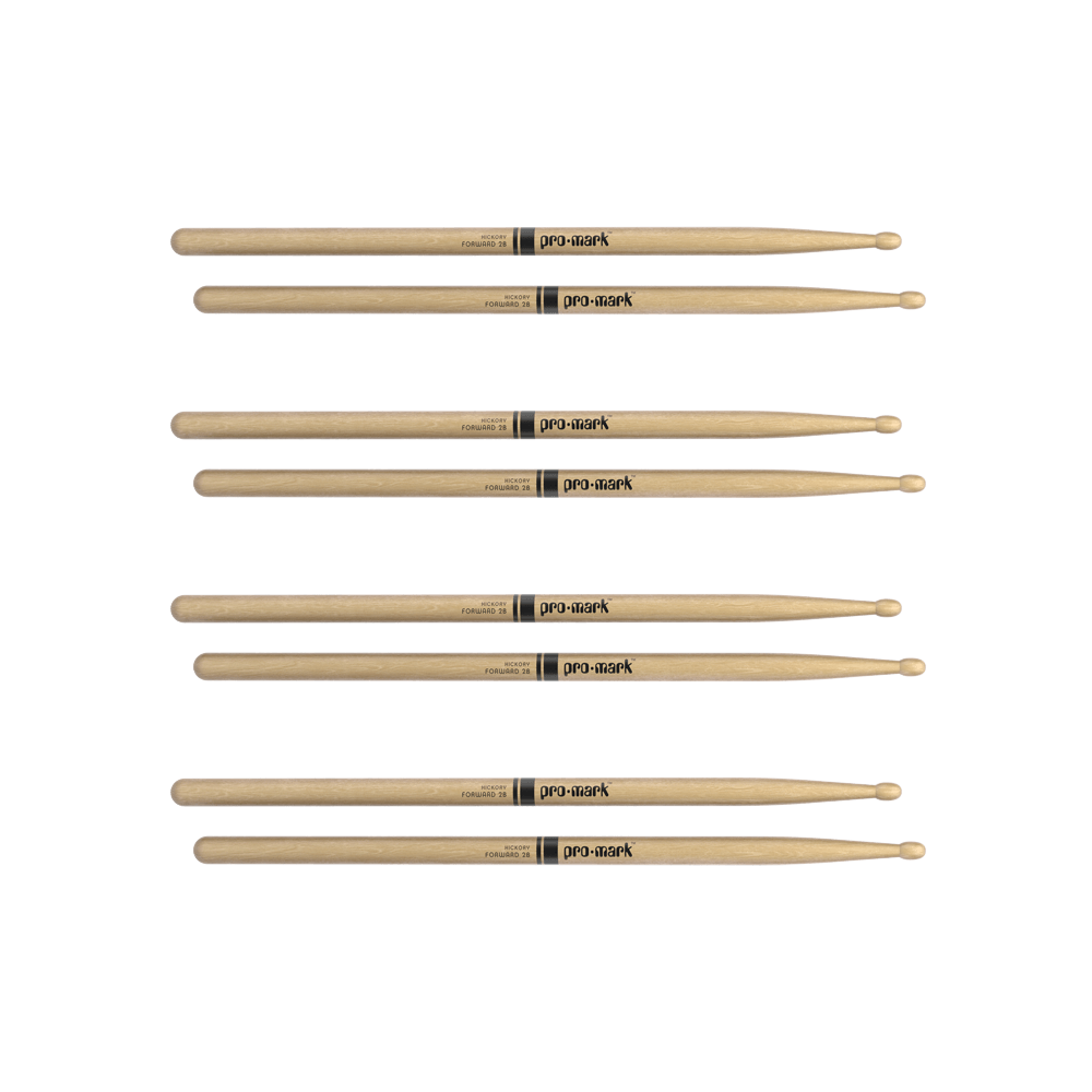 ProMark Classic Forward 2B Hickory Drumstick, Oval Wood Tip, 4-Pack