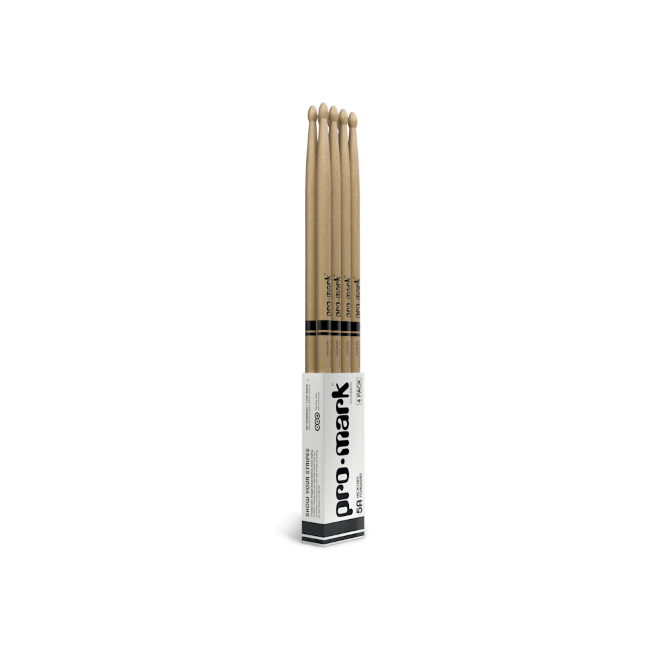 ProMark Classic Forward 5A Hickory Drumsticks, Oval Wood Tip, 4-Pack