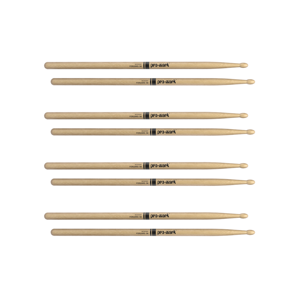 ProMark Classic Forward 5B Hickory Drumstick, Oval Wood Tip, 4-Pack