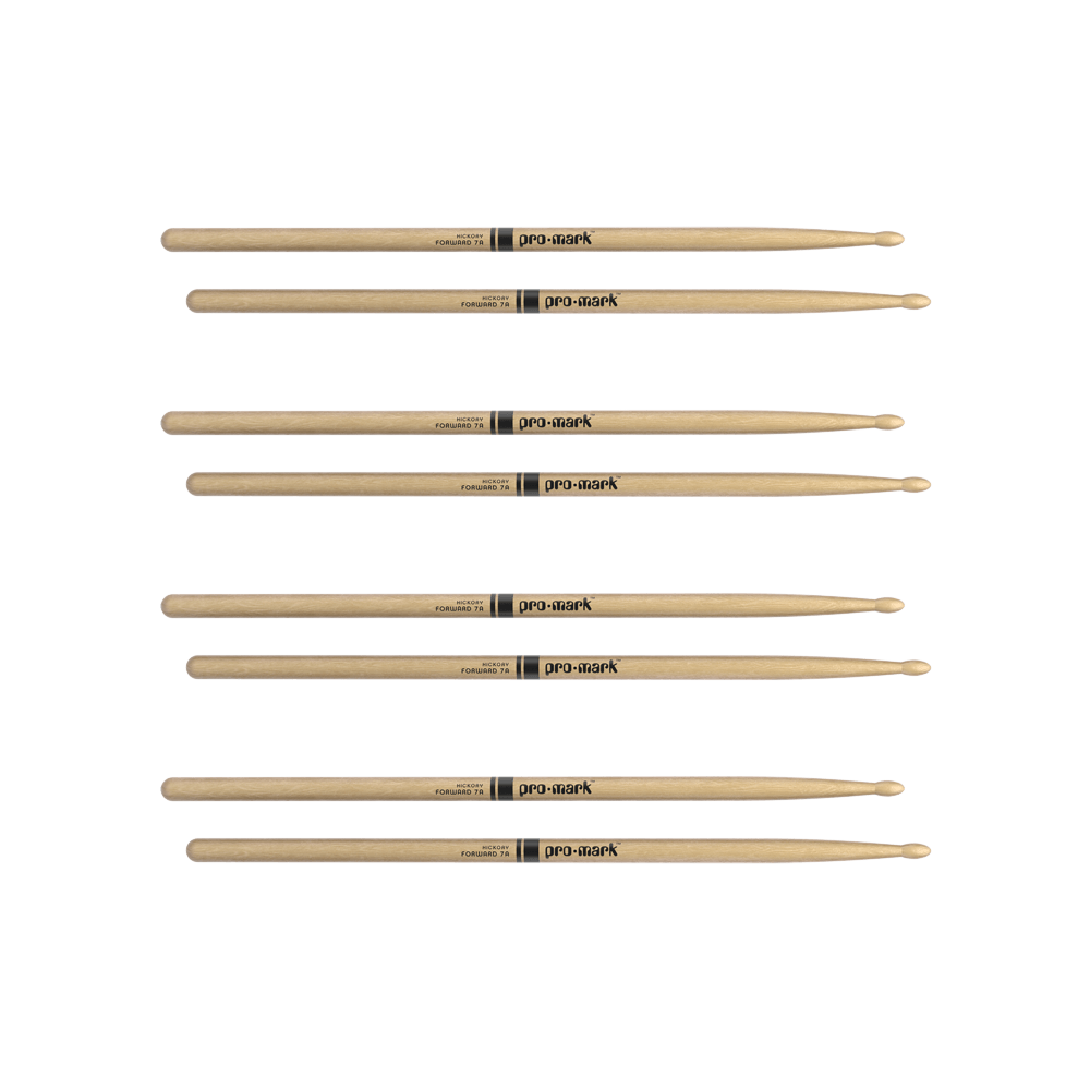 ProMark Classic Forward 7A Hickory Drumstick, Oval Wood Tip, 4-Pack