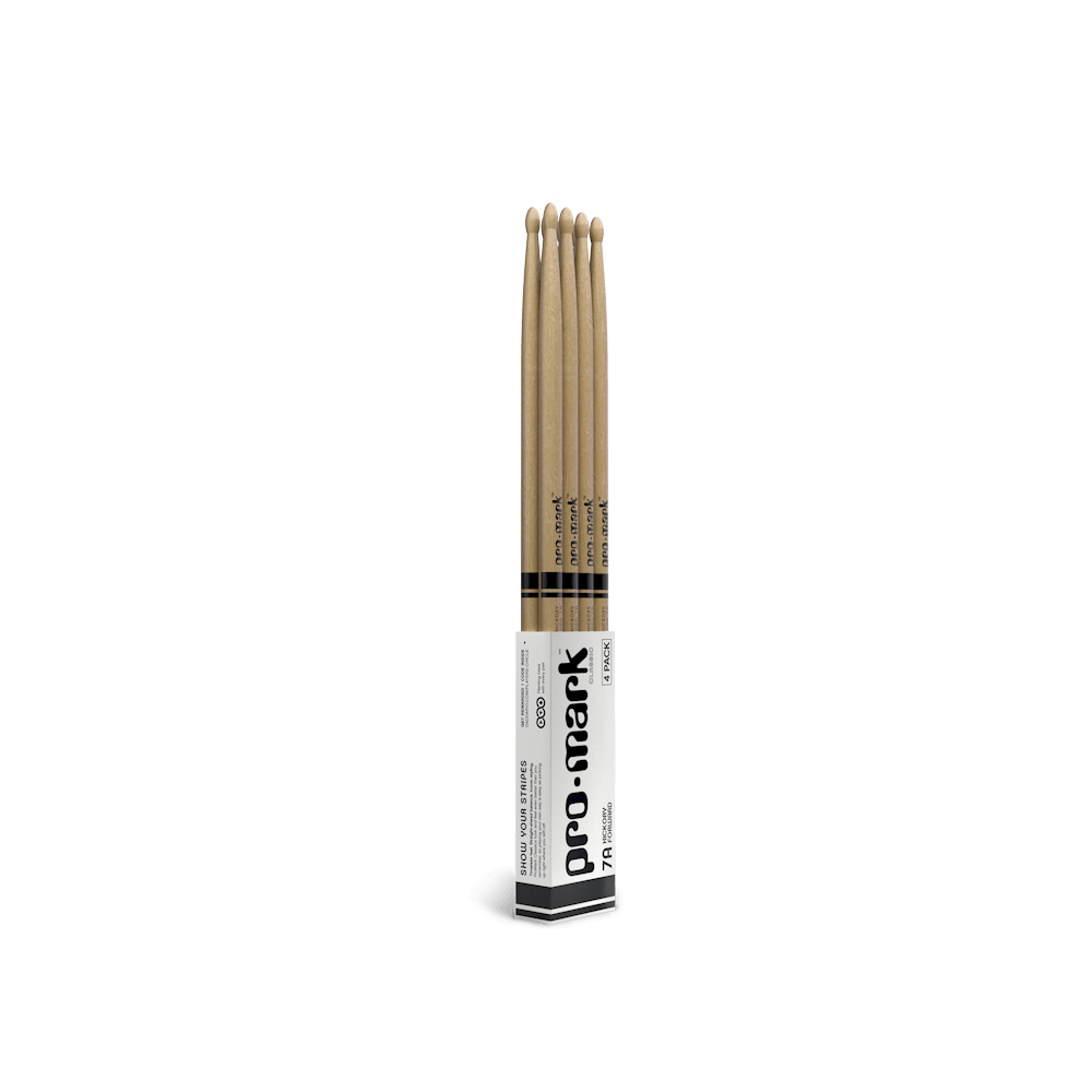 ProMark Classic Forward 7A Hickory Drumstick, Oval Wood Tip, 4-Pack