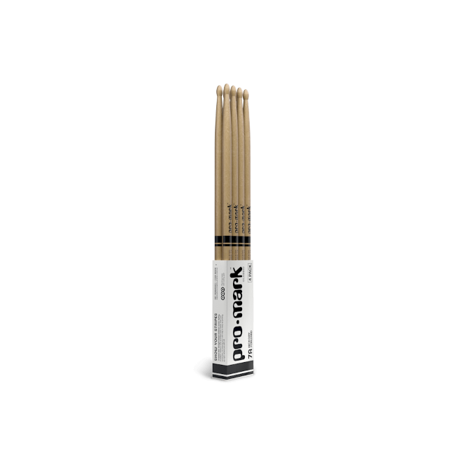 ProMark Classic Forward 7A Hickory Drumstick, Oval Wood Tip, 4-Pack