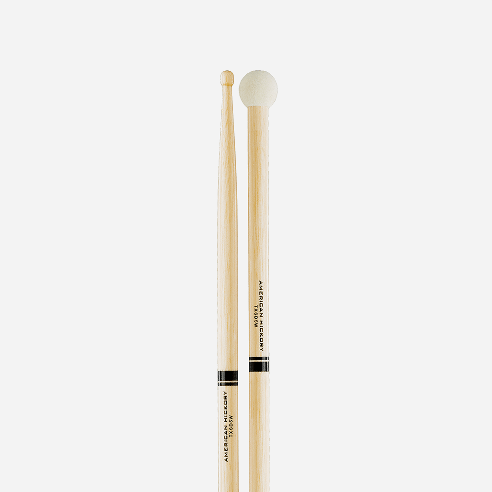 Hickory SD5 Light Multi Percussion Stick, Wood tip, Felt Butt
