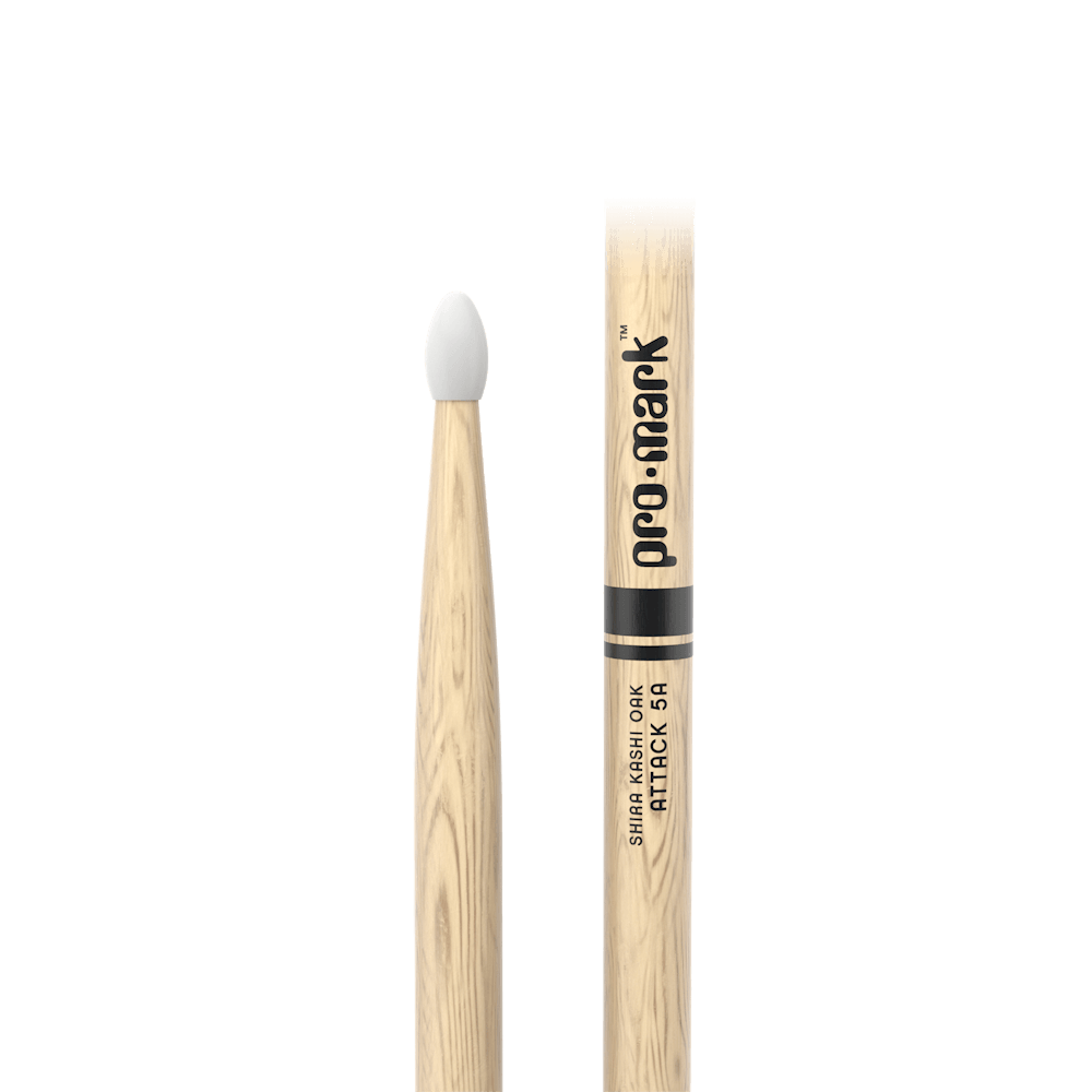 ProMark Classic Attack 5A Shira Kashi Oak Drumstick, Oval Nylon Tip