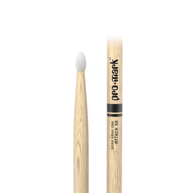 Classic Attack 5A Shira Kashi Oak Drumstick, Oval Nylon Tip