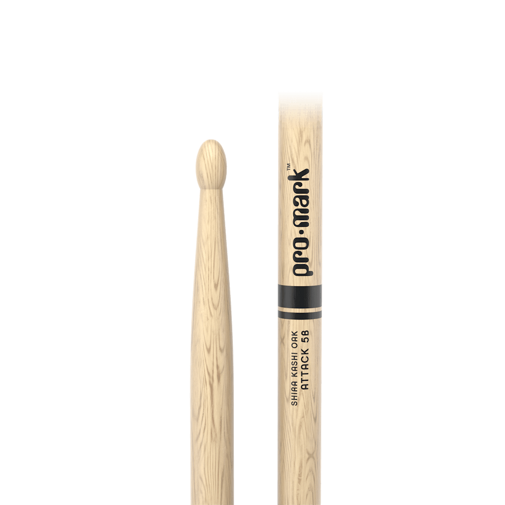 ProMark Classic Attack 5B Shira Kashi Oak Drumstick, Oval Wood Tip