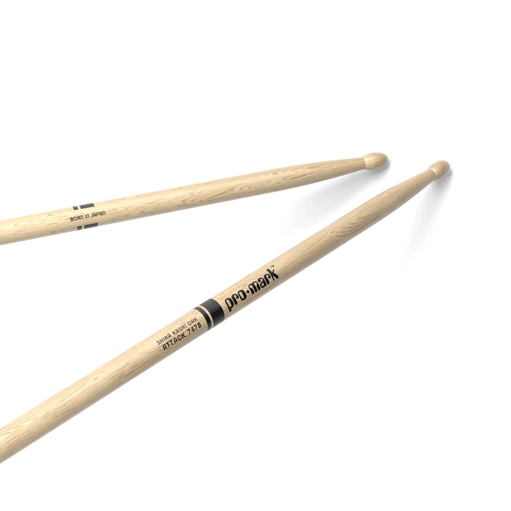 ProMark Classic Attack 747B Shira Kashi Oak Drumstick, Oval Wood Tip
