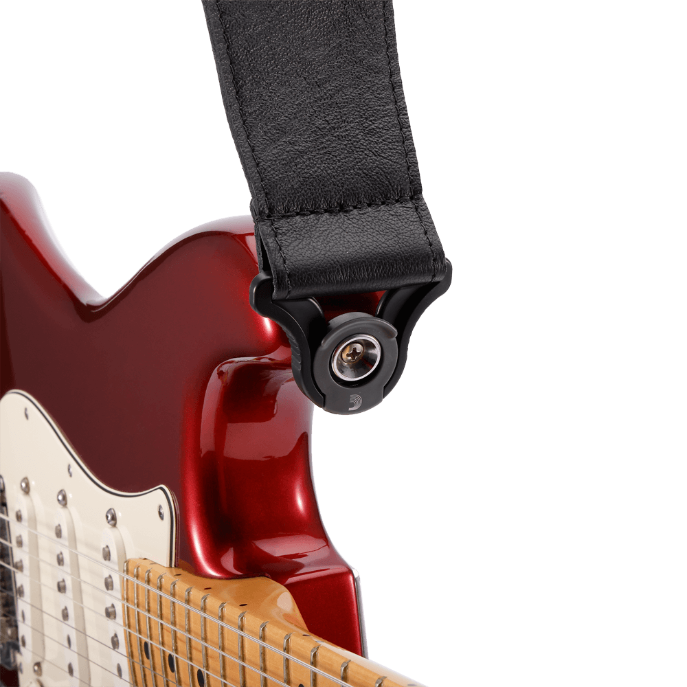 D'Addario Comfort Leather Auto Lock Guitar Strap, Black