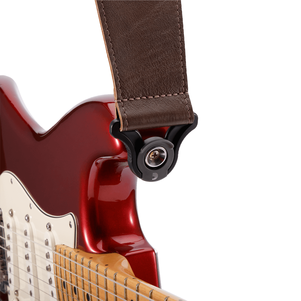 D'Addario Comfort Leather Auto Lock Guitar Strap, Brown