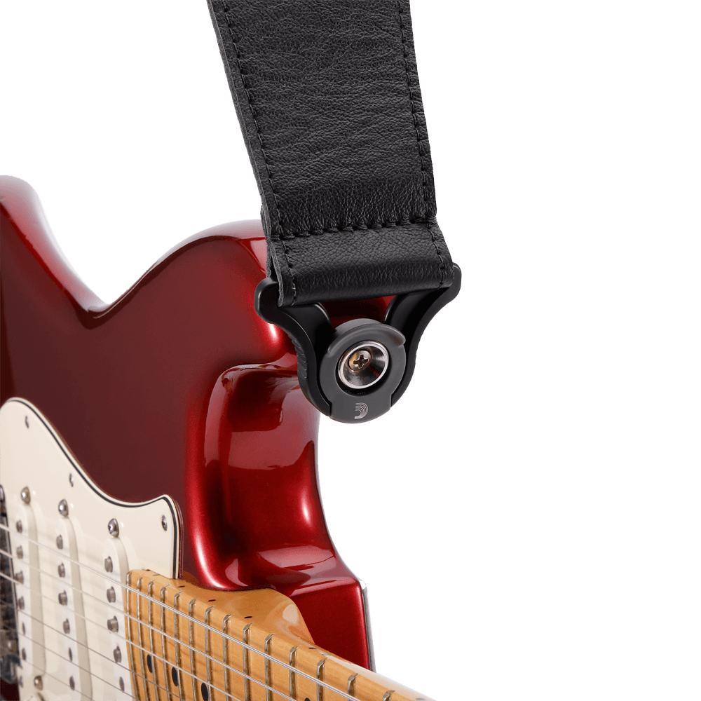 D'Addario Comfort Leather Auto Lock Guitar Strap, Black