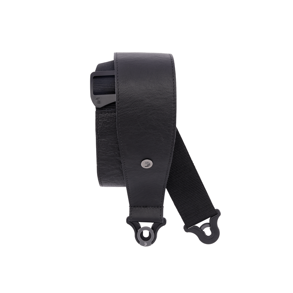 D'Addario Comfort Leather Auto Lock Guitar Strap, Black