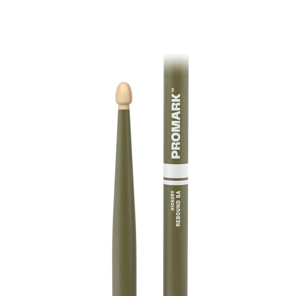 ProMark Rebound 5A Painted Green Hickory Drumstick, Acorn Wood Tip