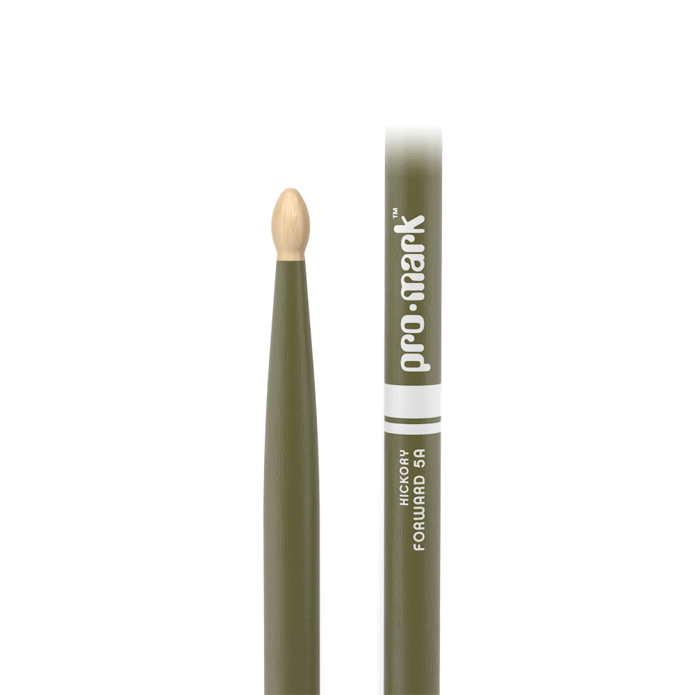 ProMark Classic Forward 5A Painted Green Hickory Drumstick, Oval Wood Tip