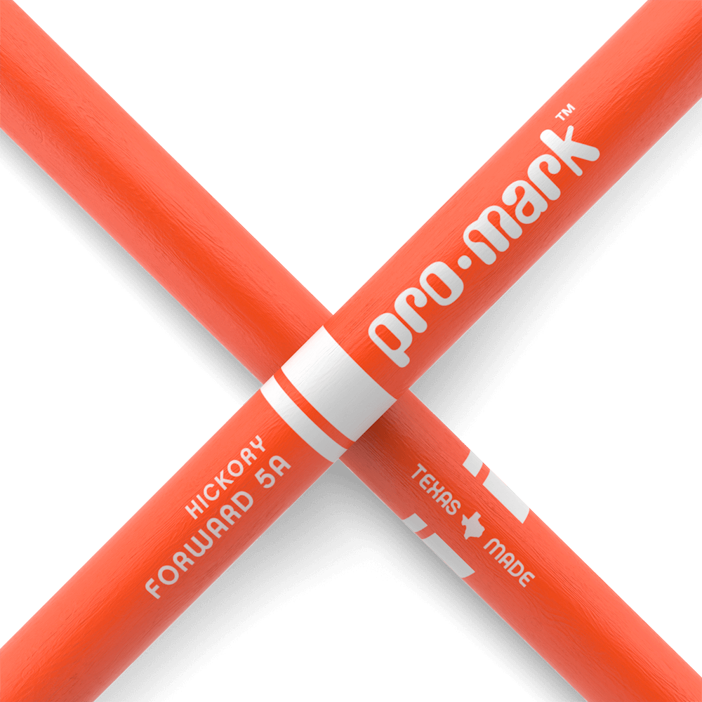 ProMark Classic Forward 5A Painted Orange Hickory Drumstick, Oval Wood Tip