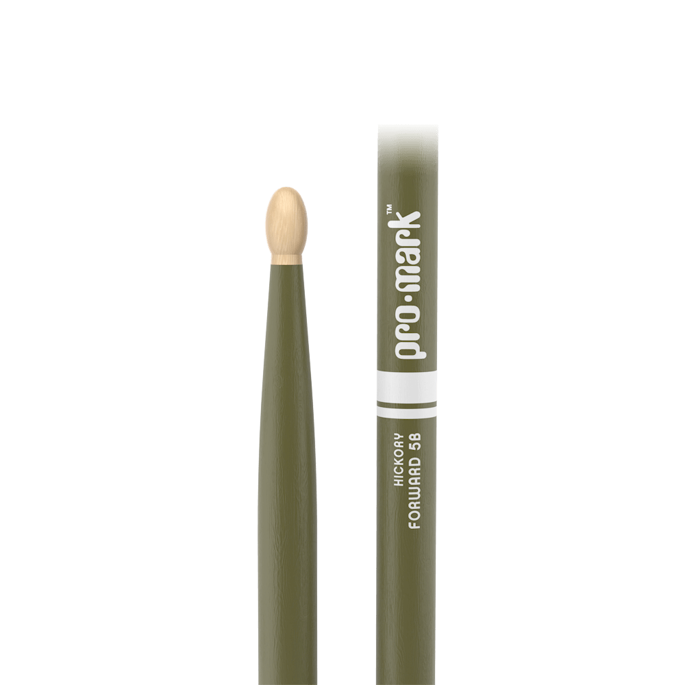 ProMark Classic Forward 5B Painted Green Hickory Drumstick, Oval Wood Tip