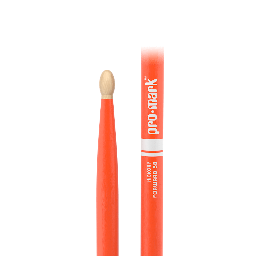 ProMark Classic Forward 5B Painted Orange Hickory Drumstick, Oval Wood Tip