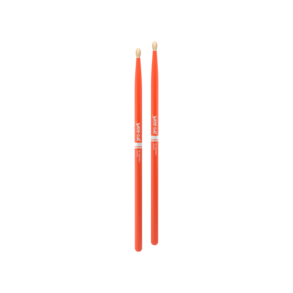 ProMark Classic Forward 5B Painted Orange Hickory Drumstick, Oval Wood Tip