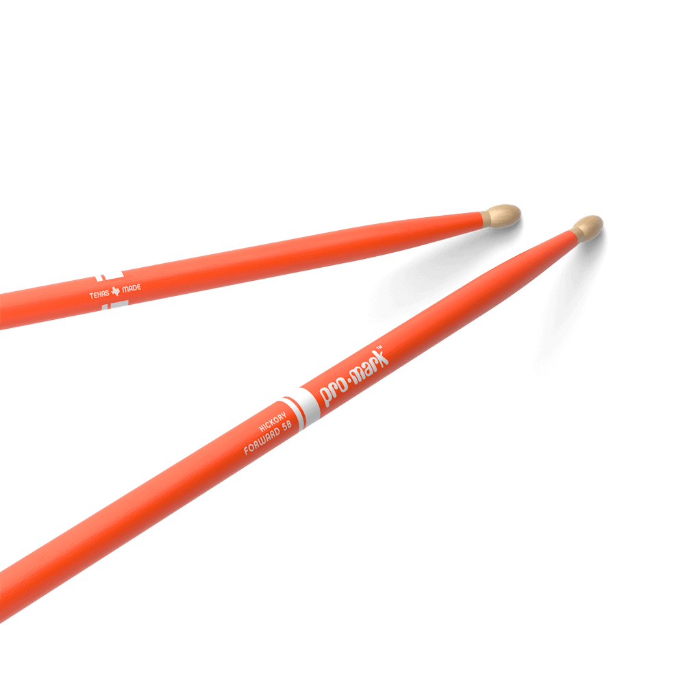 ProMark Classic Forward 5B Painted Orange Hickory Drumstick, Oval Wood Tip