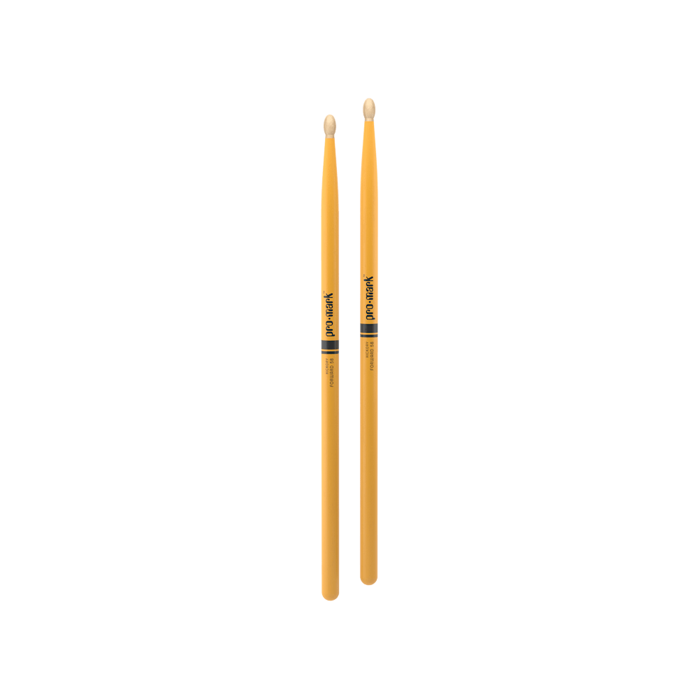 ProMark Classic Forward 5B Painted Yellow Hickory Drumstick, Oval Wood Tip