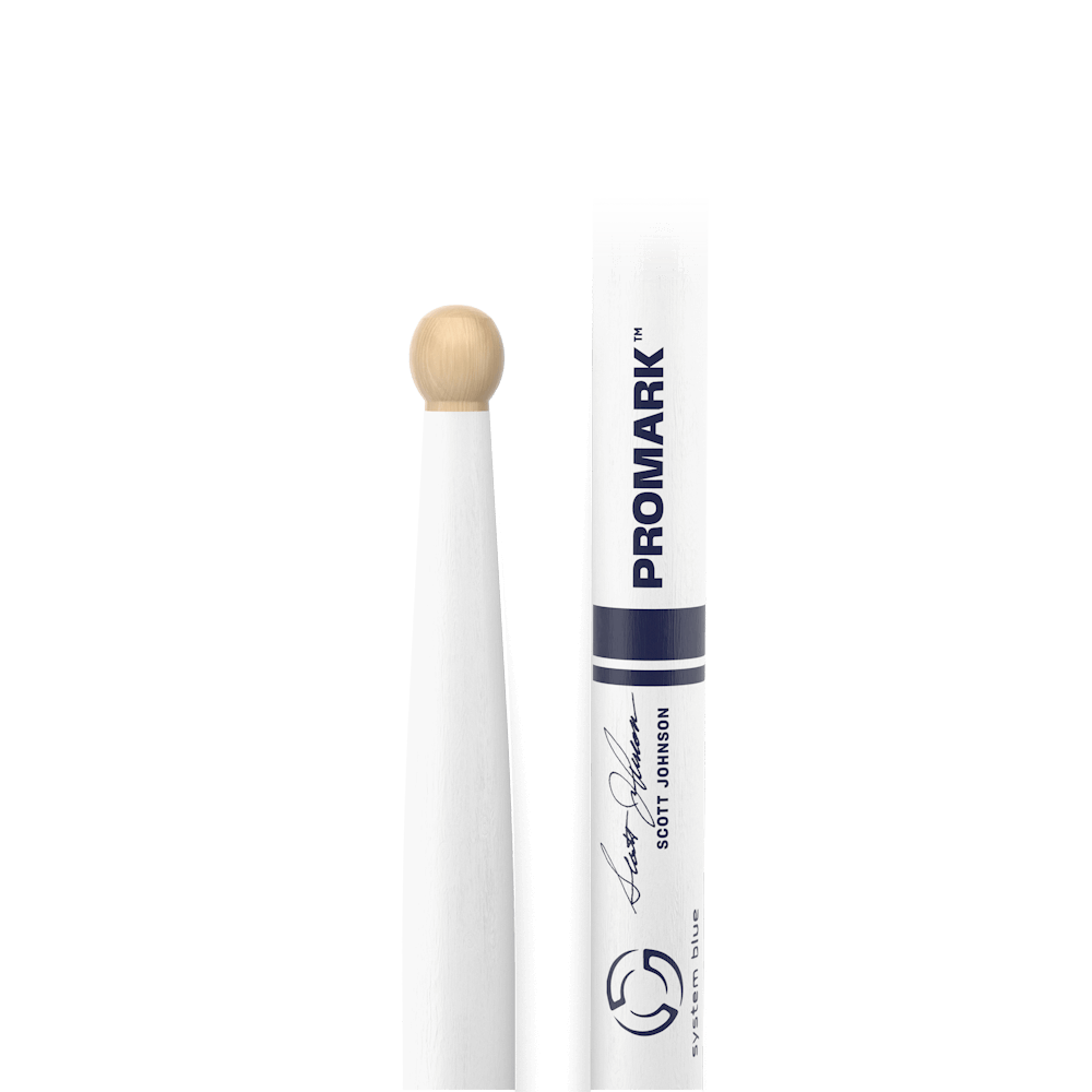 ProMark Scott Johnson Painted White Hickory Drumstick, Wood Tip