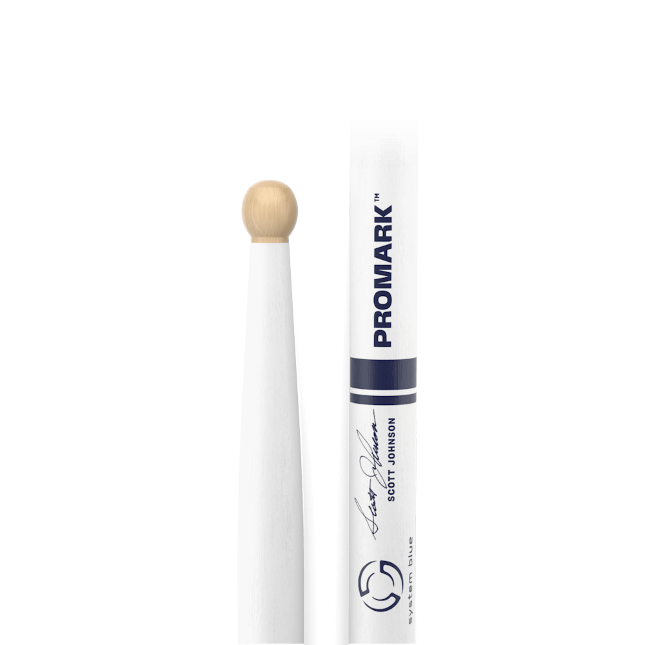 Scott Johnson Painted White Hickory Drumstick, Wood Tip